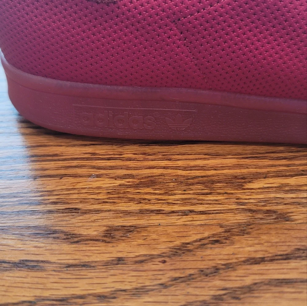 NWOT Adidas Stan Smith Red Genuine Leather Sneakers Gym Kicks Shoes Size 12 - Picture 6 of 14